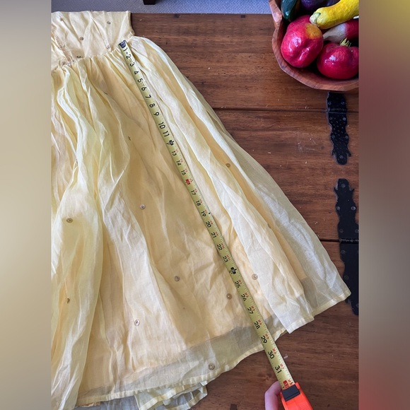 Vintage 50s Party Dress Dance Prom Yellow Satin Chiffon Fit Flare Size XS s - Picture 8 of 11